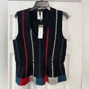 BCBG Laurie Striped  Knit Sweater, Sleeveless, Size L